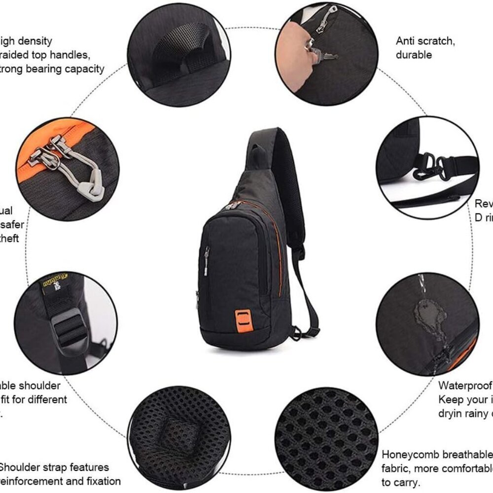 Small Waterproof Nylon Sling Backpack Unisex Cros… - image 2